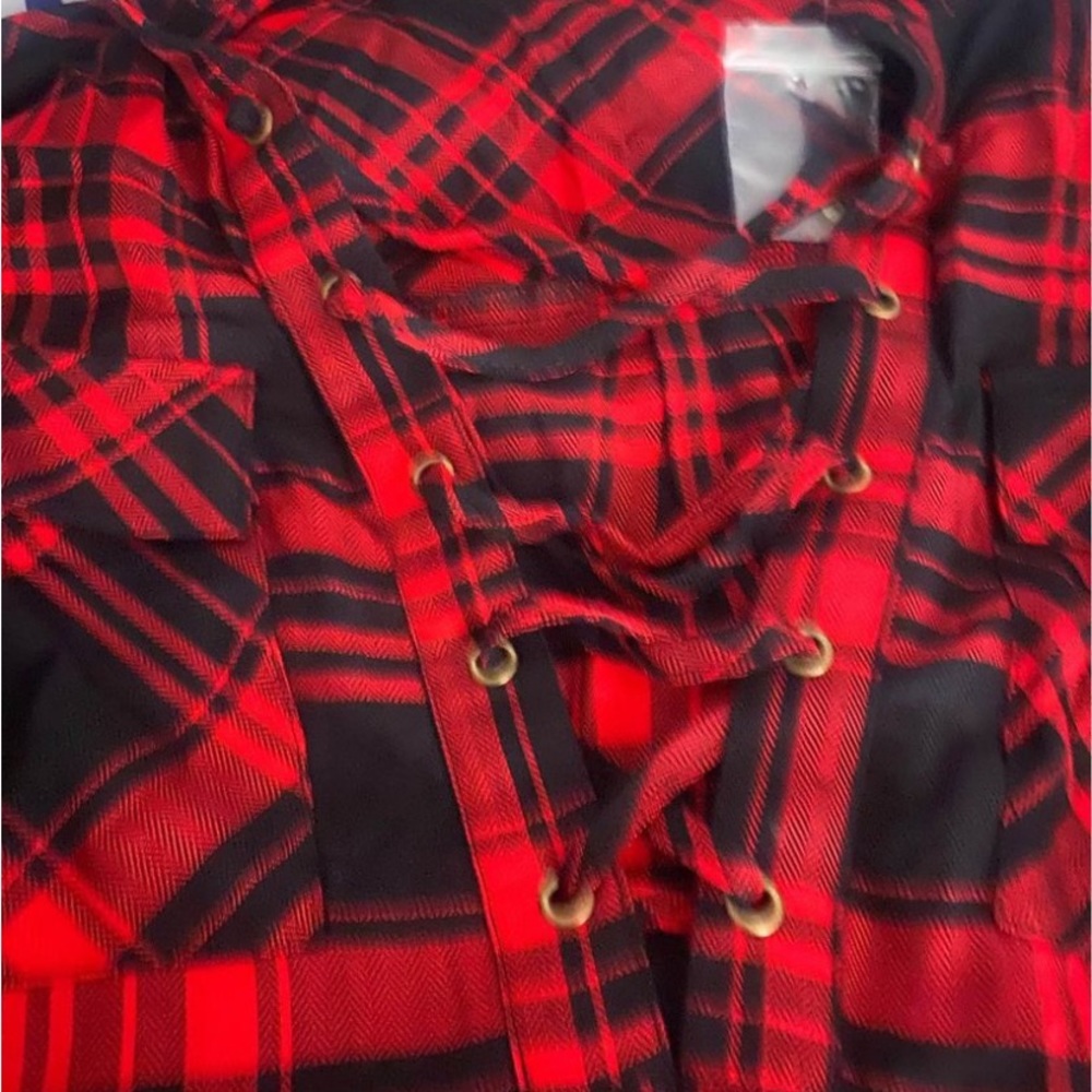 Sexy plaid long sleeve with tie-up front